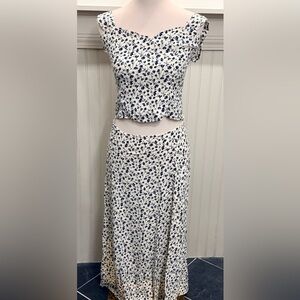 REFORMATION 2 PC Set Blue & Cream Floral Skirt and Top Size 6/8